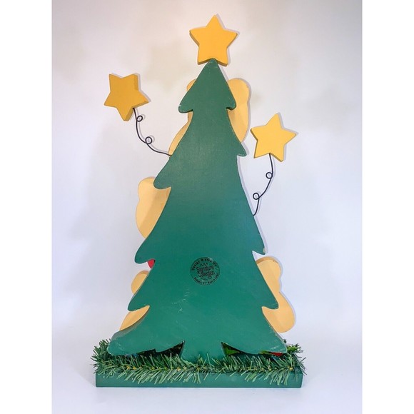 Christmas Wooden 16" Tree with Teddy Bear Star Ornament Table Top Decoration - Picture 3 of 6